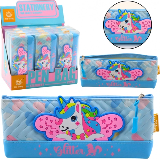 Apparaat voor schrijfgerei met blauwe eenhoorn