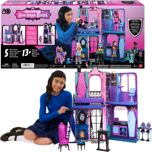Monster High Boo-tique Hotel – spookachtig inklapbaar hotelpoppenhuis met meubels en accessoires