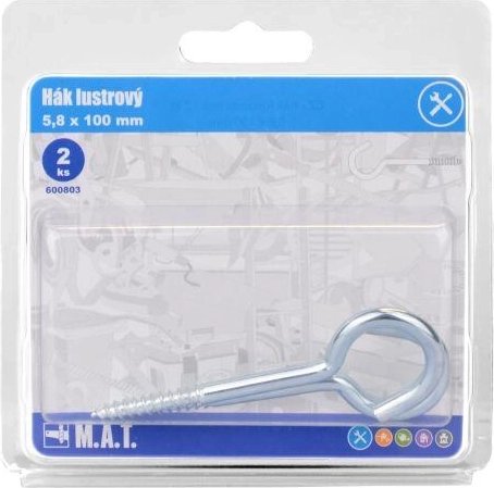 Kroonluchthaak 100 × 5,8 mm – glanzend, 2 stuks