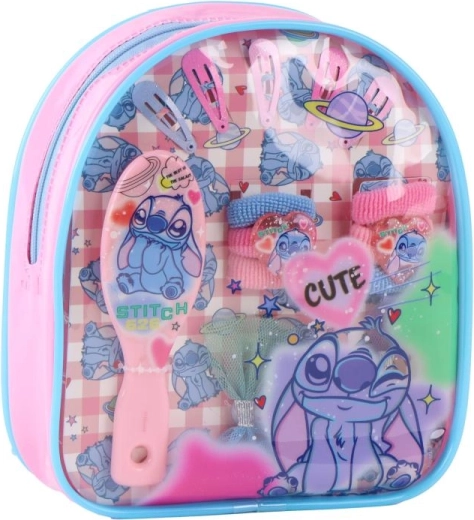 Kinder set haaraccessoires STITCH in doorzichtige rugzak