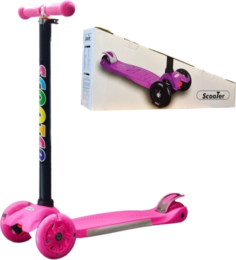 Kinder driewielige step met lichtgevende wielen – roze