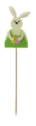 Paasdecoratie op prikker – konijntje 6 × 9 cm, mix van 3 motieven (12 stuks)