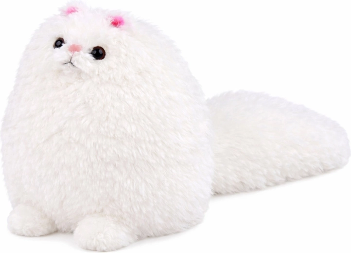 Pluchen kat met lange staart, wit 30 x 30 cm