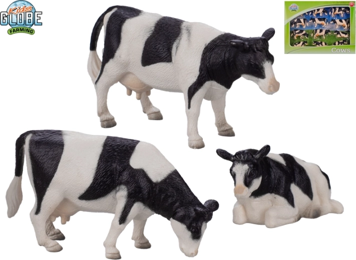 Set zwart-witte koeienfiguren 1:32 Kids Globe Farming (12 stuks)