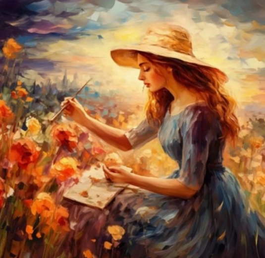 Schilderen op nummer – vrouw met hoed 40 × 50 cm