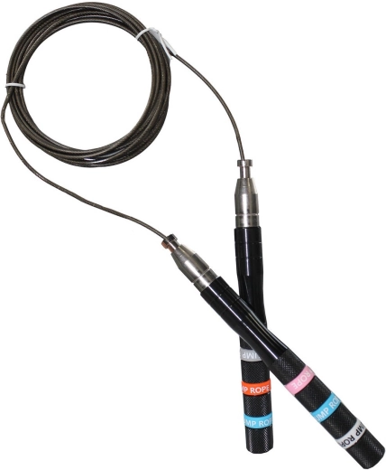 Merco springtouw Self-Lock 2,8 m met aluminium handgrepen en stalen kabel zwart