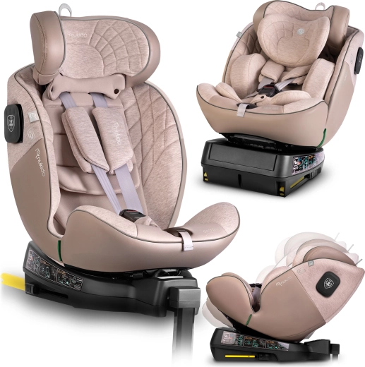 Kinderautostoel Nukido Aero Line beige i-Size 40–150 cm met ISOFIX en draaibare basis