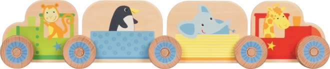 Houten bouwset Mijn kleine treintje met dieren