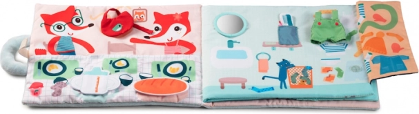 textiele didactische boekje met vos Alice – goedemorgen