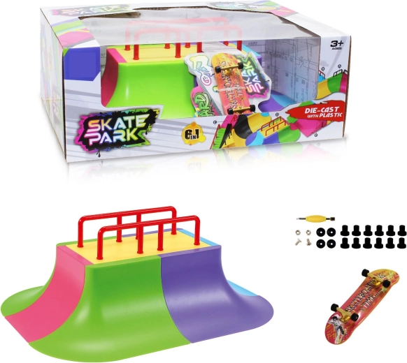 Modulaire skateparkset 6-in-1 met multi-rail en fingerboard