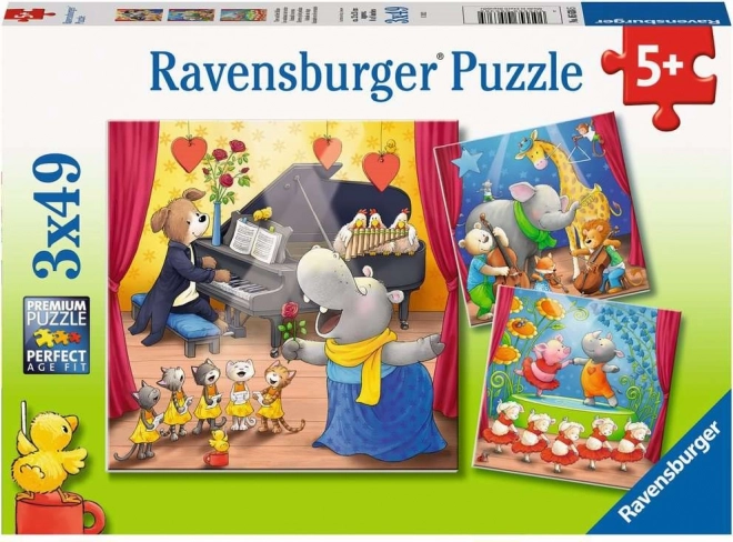 Ravensburger puzzel dieren op het podium 3x49 stukjes