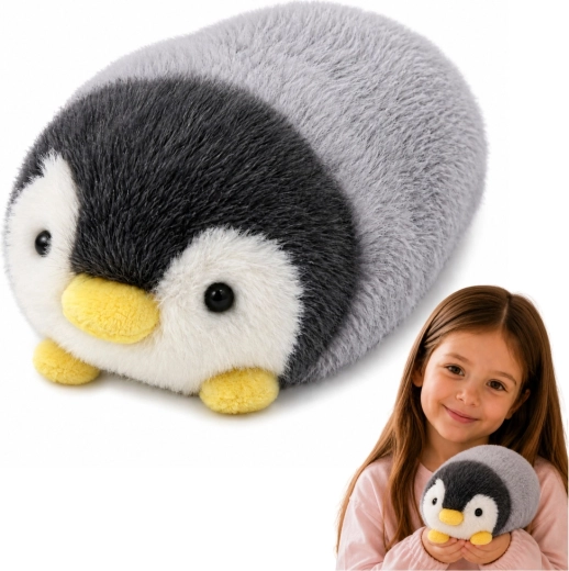 Pluchen pinguïn grijs-wit 16 cm - 1 stuk