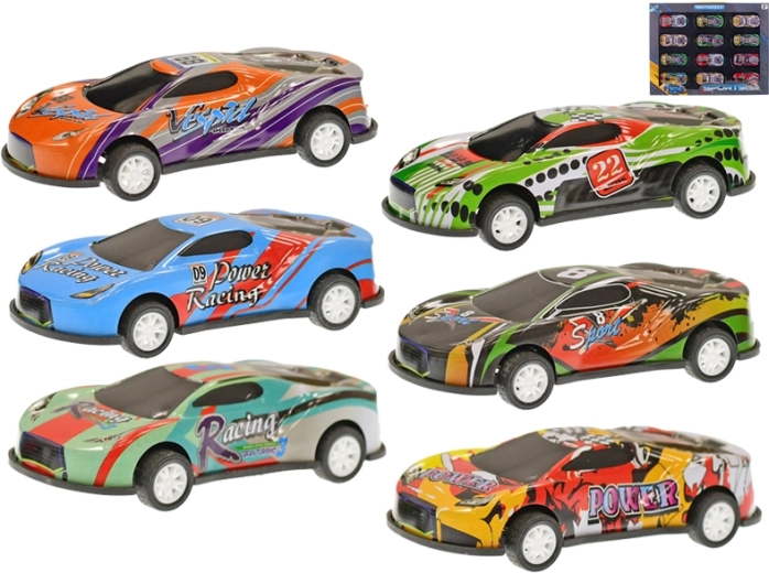 Set raceautootjes met opwindmechanisme 8,5 cm – 12 stuks