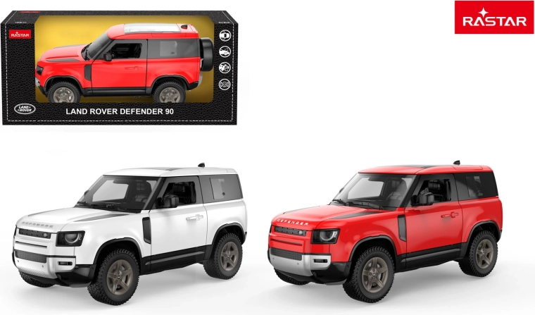 Metalen automodel Land Rover Defender 90 1:24 Rastar rood