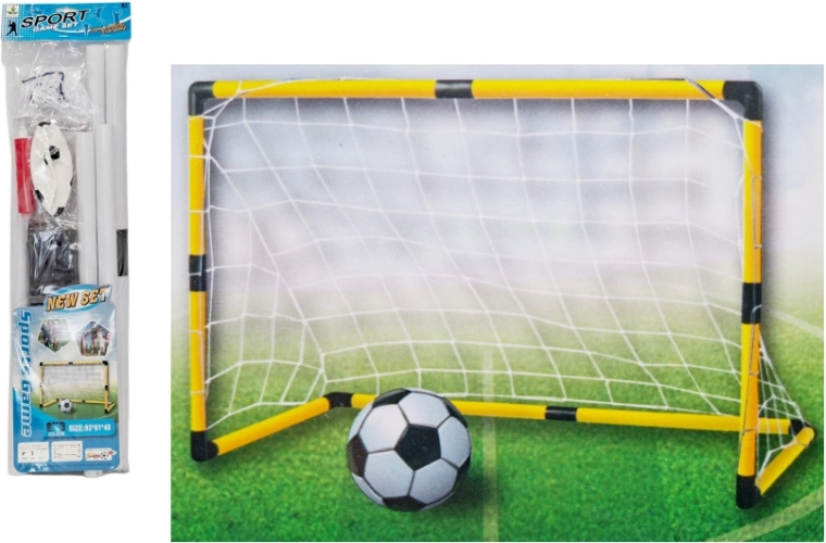Kinder voetbaldoel met net, bal en pomp 92 × 61 × 48 cm