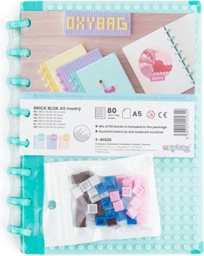 Creatief A5-notitieboek met bouwsteentjes – blauw