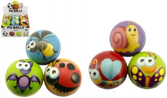 Schuimbal met diertjes 10 cm, mix kleuren