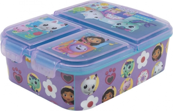 Paarse lunchbox Gabby's Dollhouse met 3 vakken
