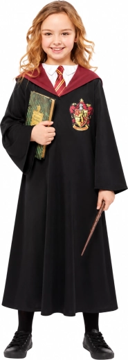 Meisjeskostuum Harry Potter Hermelien Griffel Griffoendor met toverstaf