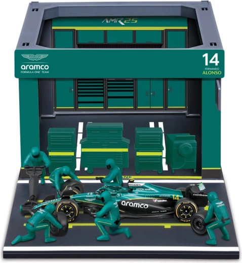Bburago Formula Racing F1 Pit Pass set Aston Martin AMR25 2025 Fernando Alonso 1:43