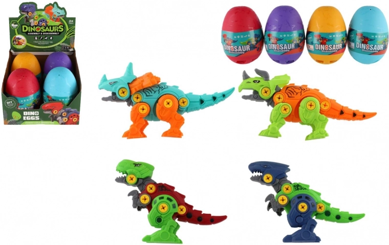 schroef-dinosaurus in ei 15 cm – bouwset voor kinderen