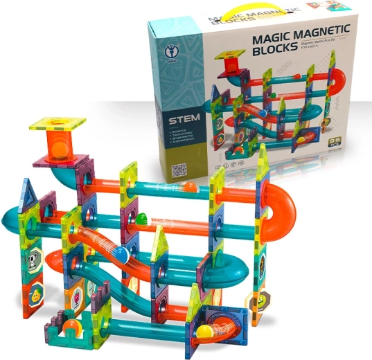 Magnetische knikkerbaan – bouwset 96 stuks