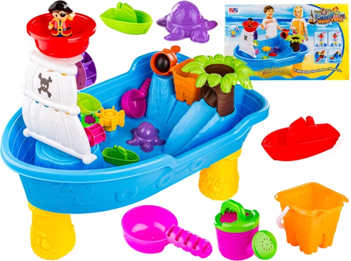 Water- en zand-speeltafel piratenschip met accessoires