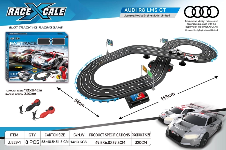 R/C Audi-racebaan 1:43, 113 × 54 cm