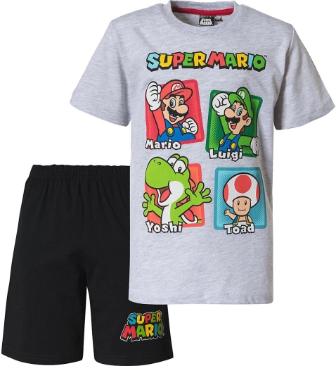 Kinderpyjama Super Mario grijs-zwart