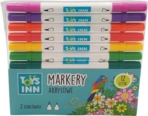 Acrylmarkers met dubbele punt, set van 12 stuks