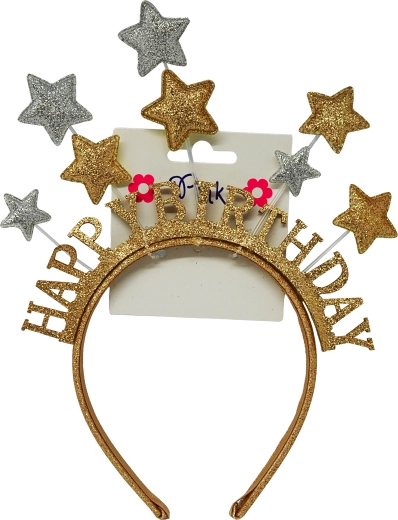 Haarband Happy Birthday met sterretjes