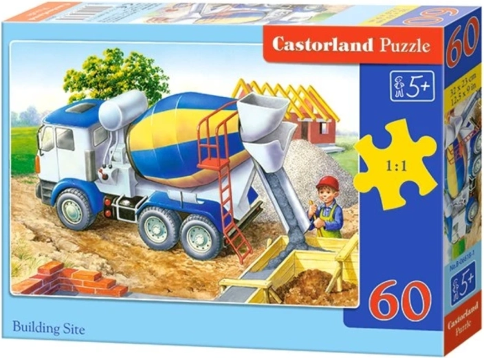 Kinderenpuzzel bouwplaats met 60 stukjes