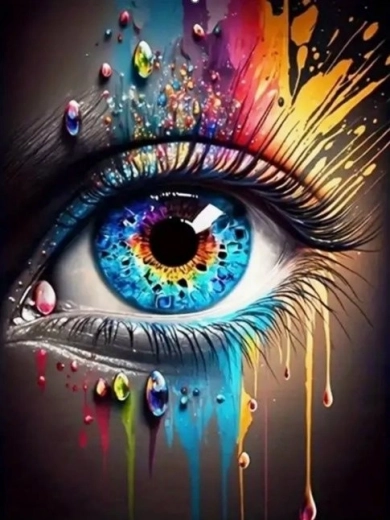 diamantschilderen kleurrijk oog 30 × 40 cm