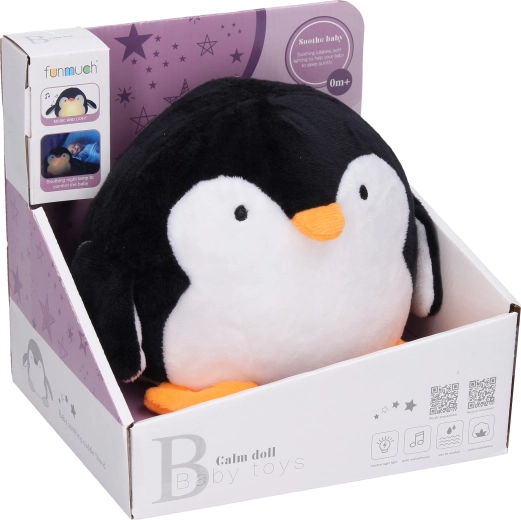 Pluchen pinguïn nachtlampje met muziek 22 cm