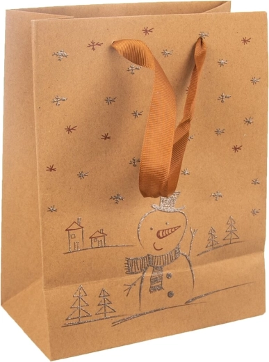 Cadeaupapieren tas met sneeuwman 18 × 10 × 23 cm