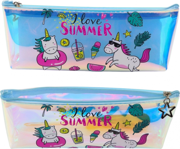 Holografische meisjesetui met eenhoornmotief voor de zomer