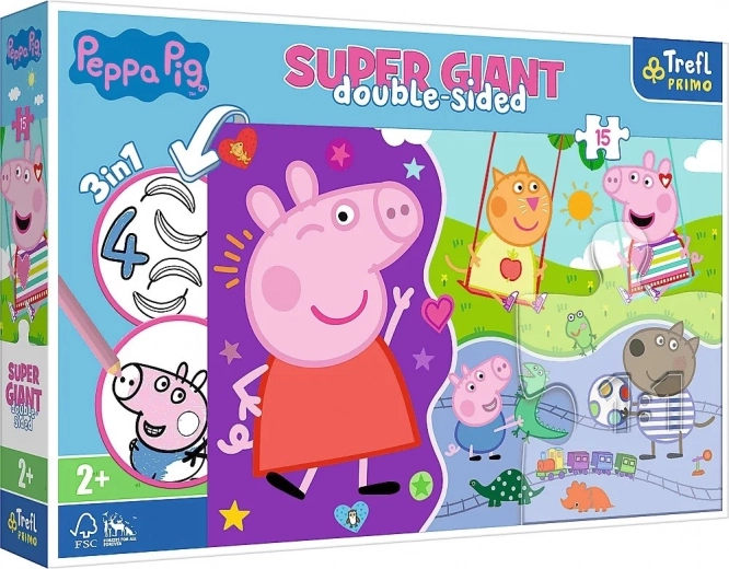 Reusachtige puzzel van 15 stukken – ontdek de vrolijke PEPPA PIG