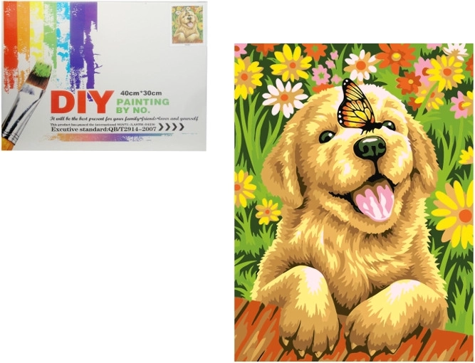 Schilderen op nummer – hondje met vlinderdasje