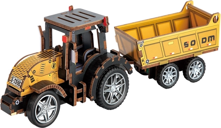 2Kids Toys 3D houten bouwpakket tractor met aanhanger