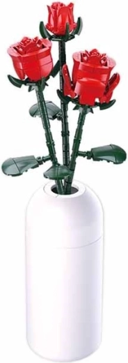 Sluban rode roos in vaas – bouwset Flowers