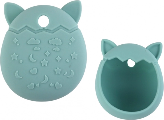 Siliconenhoesje voor Tamagotchi met kattendesign en turquoise tint