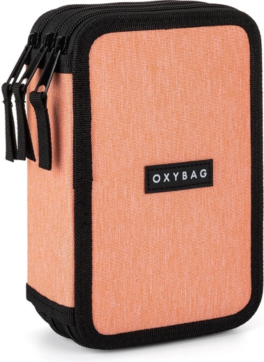 Drievoudige schooletui UNICOLOR apricot – leeg