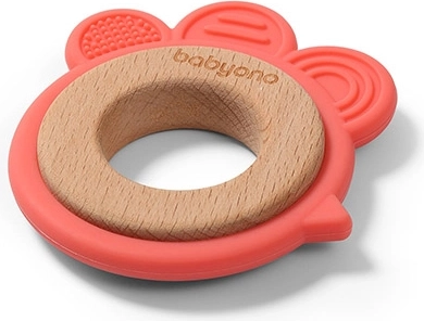 BabyOno houten-siliconen bijtring Hen