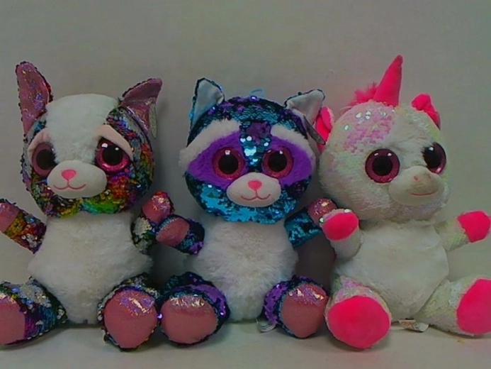 Kleurrijk pluchen dierenknuffel met pailletten 28 cm