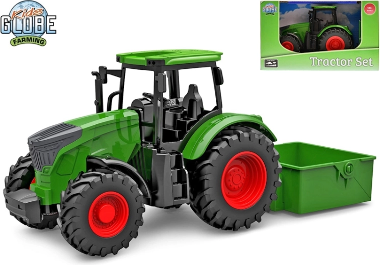 Kids Globe Farming tractor met kiepaanhanger groen 27,5 cm