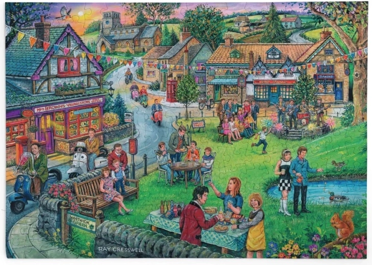 Puzzel House of Puzzles Dorpsfeest in de sfeer van de jaren zestig, 250 extra grote stukjes