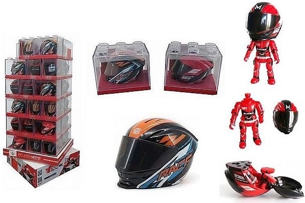 Opvouwbaar motorcoureur-figuurtje in helm