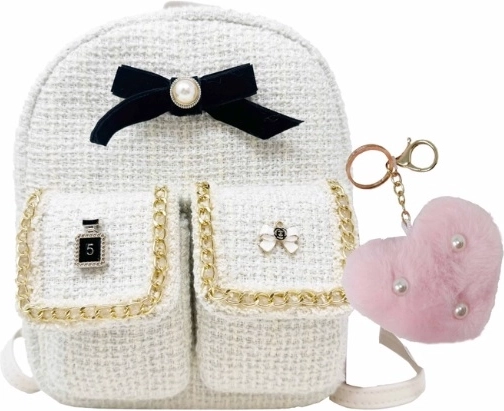 Hot Focus kinder rugzak met pompon-hanger wit