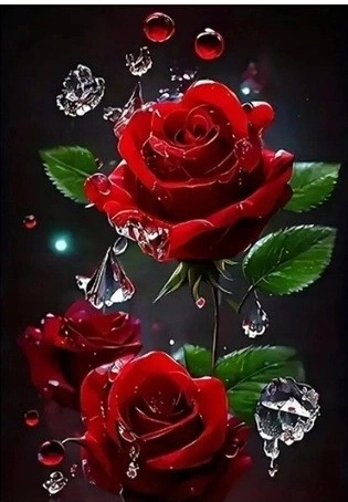 Diamantmozaïek Rode roos 30x40 cm