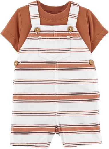 Carter’s 2-delige set voor baby: T-shirt met korte mouwen en bretelshort in bruine strepen